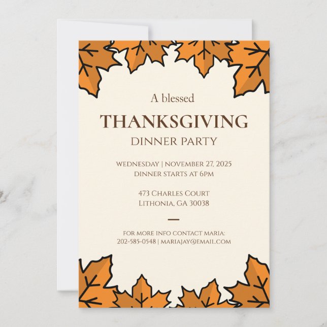  Thanksgiving Invitation – Printable Potluck Invt (Front)