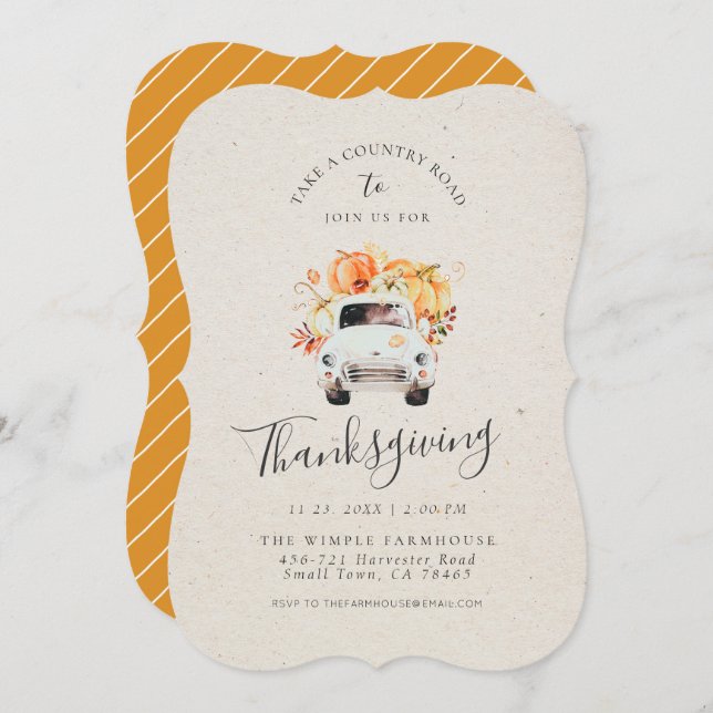 THANKSGIVING INVITATION |  Rustic Fall Harvest (Front/Back)