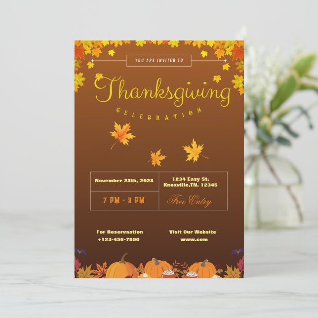Thanksgiving invitation template (editable) (Standing Front)