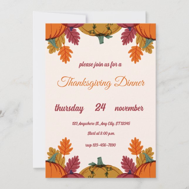 Thanksgiving Invitation Template Editable Flyer (Front)