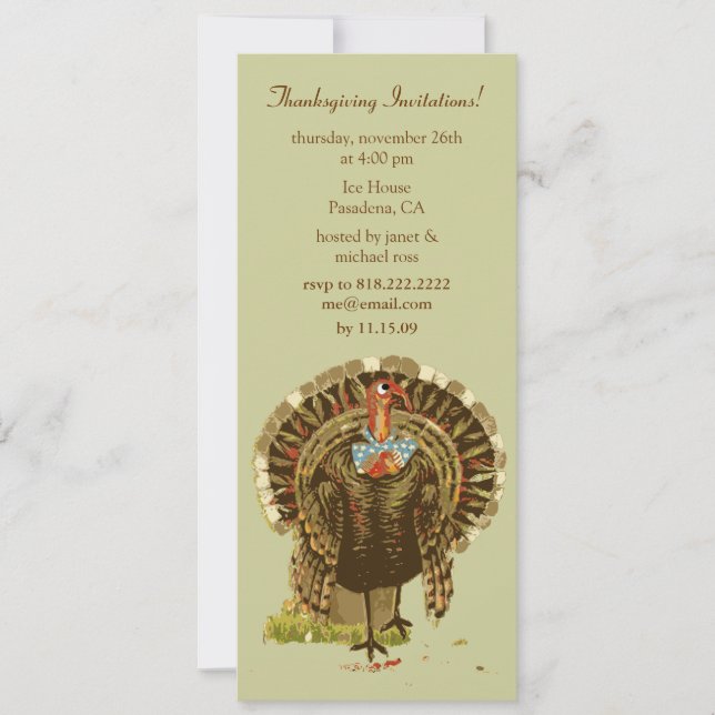 Thanksgiving invitations, vintage DIY background Invitation (Front)