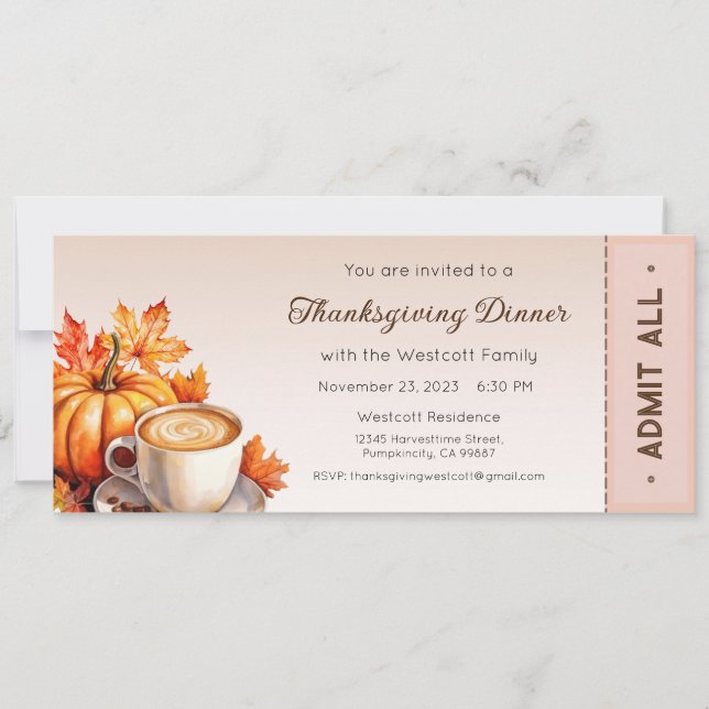 Thanksgiving Invite, Thanksgiving Dinner  Invitation (Front)