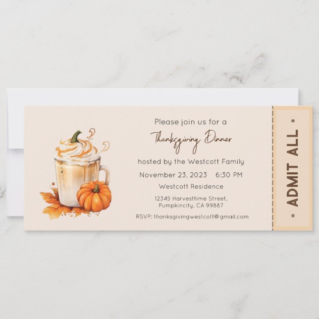 Thanksgiving Invite, Thanksgiving Dinner Invite (Front)