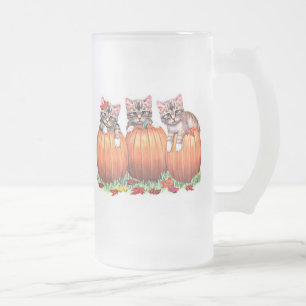 Thanksgiving is the Cat's Meow Frosted Glass Beer Mug