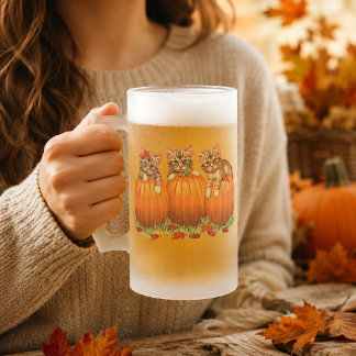 Thanksgiving is the Cat's Meow Frosted Glass Beer Mug