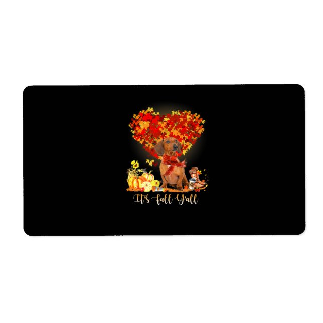 Thanksgiving It's Fall Y'all Dachshund Label (Front)