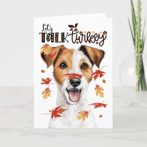 Thanksgiving Jack Russell Dog Lets Talk Turkey Holiday Card
