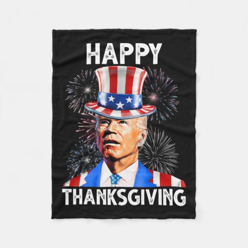 Thanksgiving Joe Biden Firework Patriotic 4th Of J Fleece Blanket