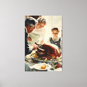Thanksgiving Joy: A Family Feast Canvas Print