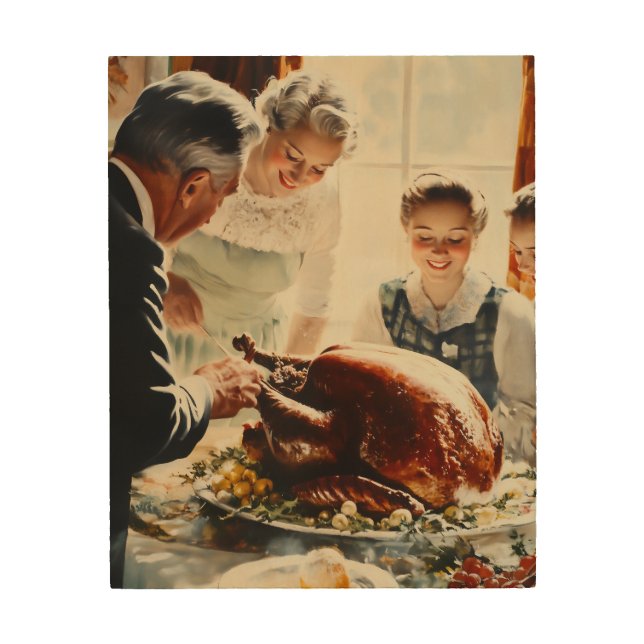 Thanksgiving Joy: A Family Feast Wood Wall Art (Front)