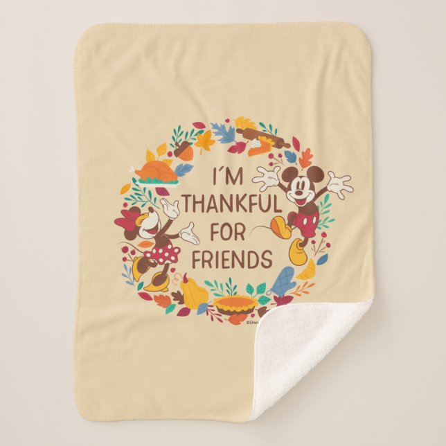 Thanksgiving Joy with Mickey and Minnie Sherpa Blanket (Front)