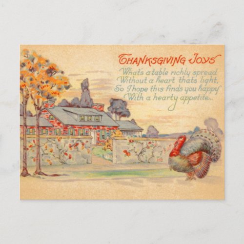 Thanksgiving Joys Vintage Postcard
