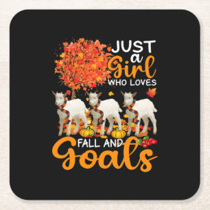 Thanksgiving Just A Girl Who Loves Fall And Goats Square Paper Coaster