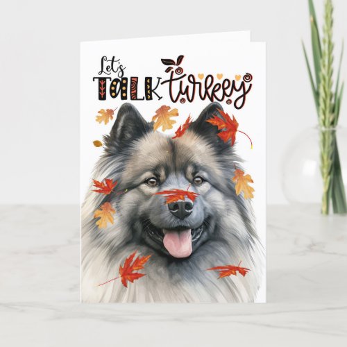 Thanksgiving Keeshond Dog Lets Talk Turkey Holiday Card