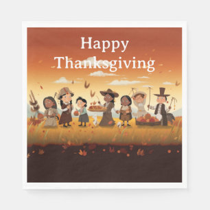 Thanksgiving Kids 12 Paper Napkins
