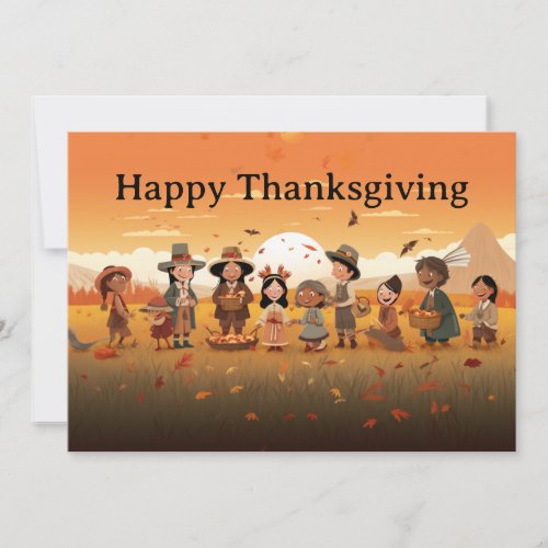 Thanksgiving Kids 13  Holiday Card