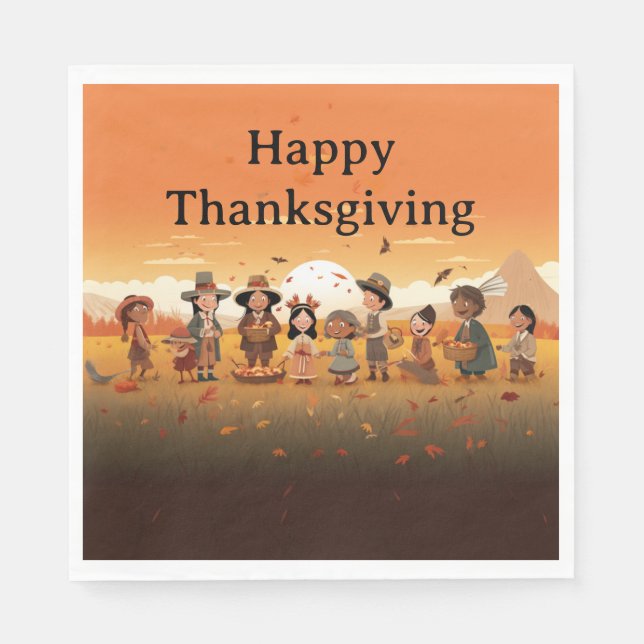 Thanksgiving Kids 13 Paper Napkin (Front)
