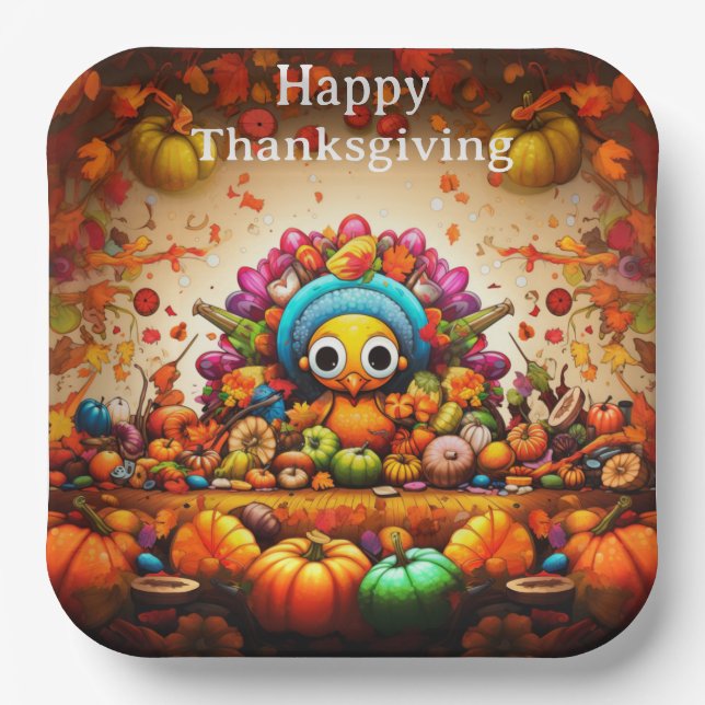 Thanksgiving Kids 2  Paper Plates (Front)