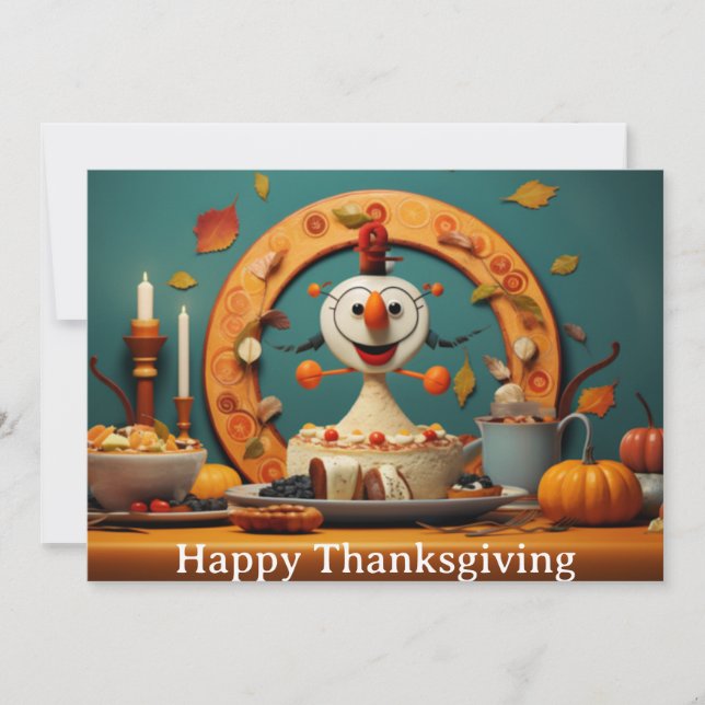 Thanksgiving Kids 5  Holiday Card (Front)