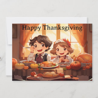 Thanksgiving Kids 7 Holiday Card