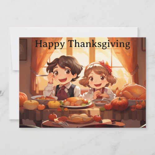 Thanksgiving Kids 7  Holiday Card