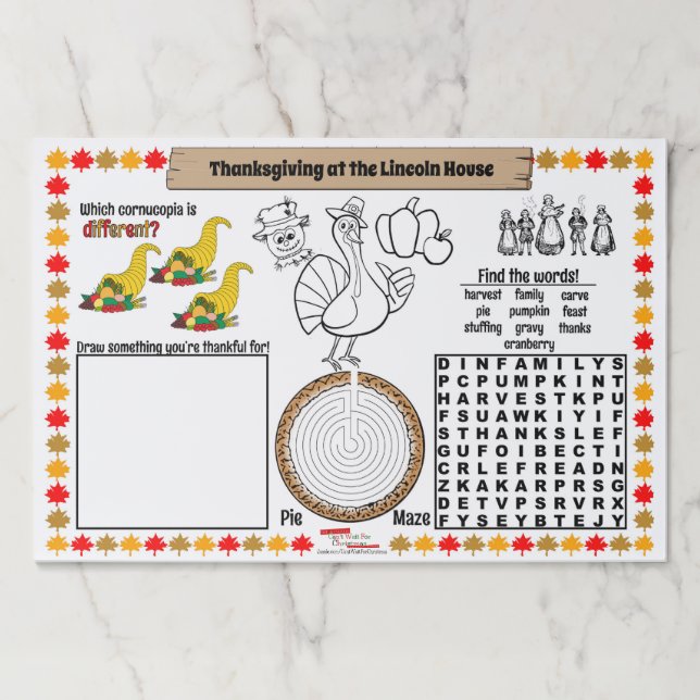 Thanksgiving Kids Activity Placemats (Front)