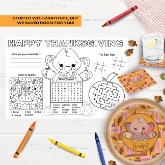 Thanksgiving Kids' Table Activity Sheet Placemat