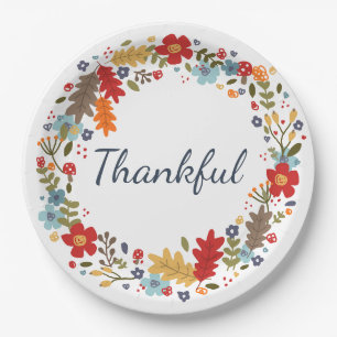 Thanksgiving Kitchen Dining Fall Wreath Decor Paper Plates
