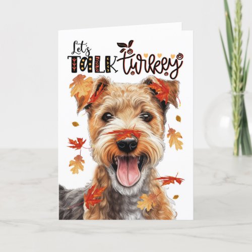 Thanksgiving Lakeland Terrier Lets Talk Turkey Holiday Card