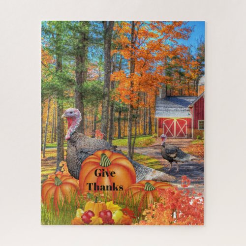 Thanksgiving Landscape with  Wild Turkey  Holiday Jigsaw Puzzle