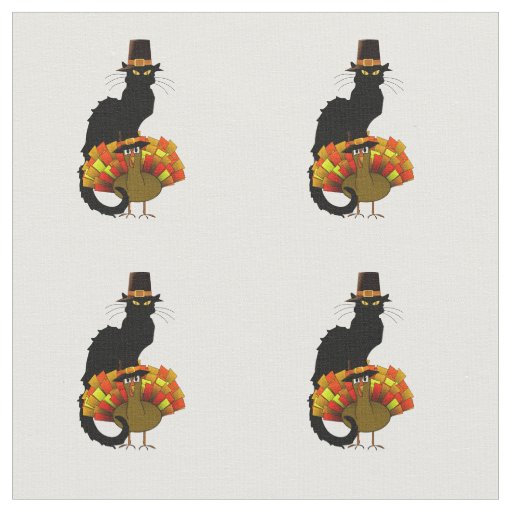 Thanksgiving Le Chat Noir With Turkey Pilgrim Fabric