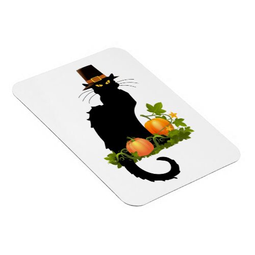 Thanksgiving Le Chat Noir With Turkey Pilgrim Magnet