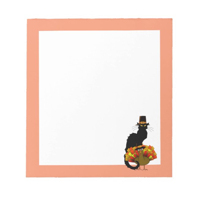 Thanksgiving Le Chat Noir With Turkey Pilgrim Notepad (Front)