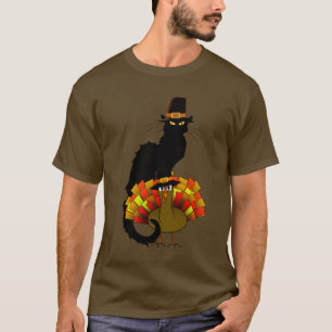 Thanksgiving Le Chat Noir With Turkey Pilgrim T-Sh T-Shirt