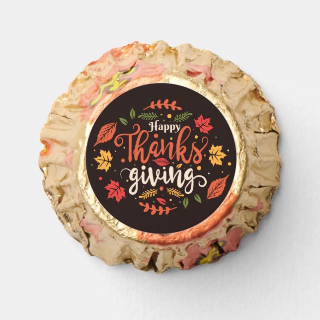 Thanksgiving Leaf Wreath with Flourish Text Reese's Peanut Butter Cups (Front)