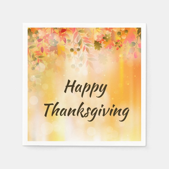 Thanksgiving Leaves Autumn Sparkle Napkins (Front)