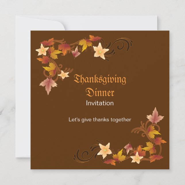 Thanksgiving Leaves Classic Fall Theme Invitation (Front)