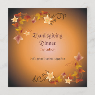 Thanksgiving Leaves Classic Fall Theme Invitation