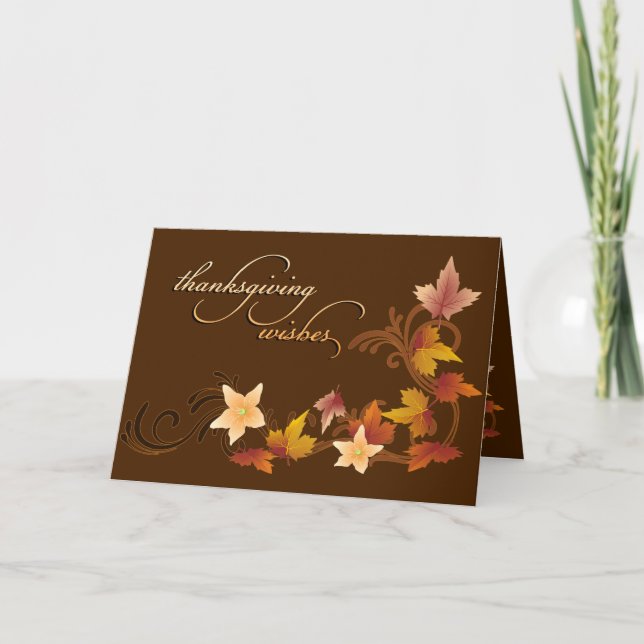 Thanksgiving Leaves Fall Theme Holiday Card (Front)