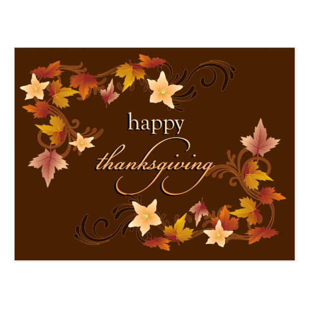 Thanksgiving Leaves Fall Theme Postcard