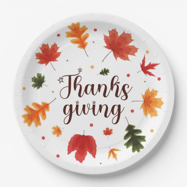Thanksgiving leaves paper plates (Front)