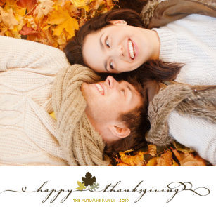 Thanksgiving Leaves Simple Flourish Photo Card Thanksgiving Leaves Simple Flourish Photo Card
