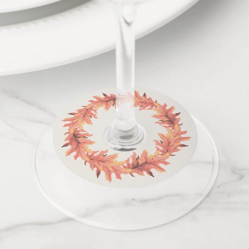 Thanksgiving leaves wine glass tag