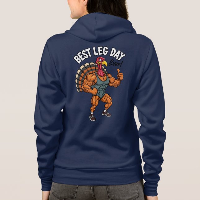 Thanksgiving Leg Day Adult Full-Zip Hoodie (Back)