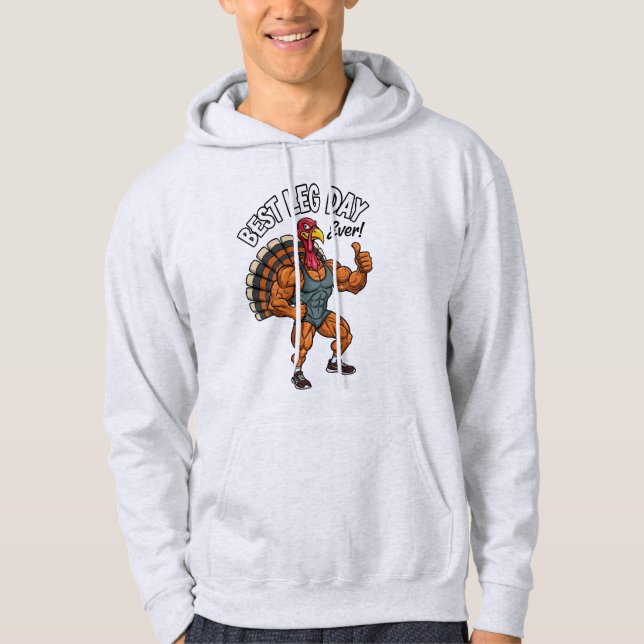 Thanksgiving Leg Day Adult Pullover Hoodie (Front)