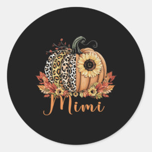 Thanksgiving Leopard Pumpkin And Sunflower Mimi Classic Round Sticker