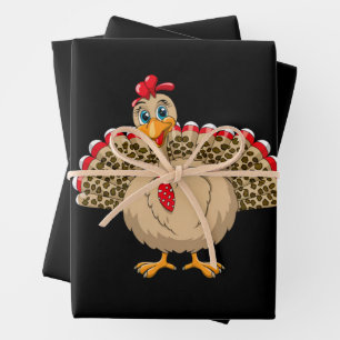 Thanksgiving Leopard Turkey Thanksgiving Autumn  Wrapping Paper Sheets