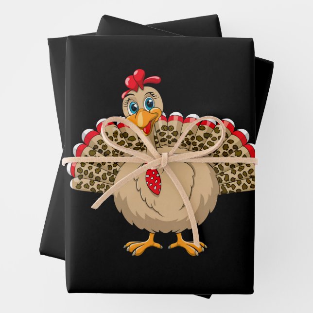 Thanksgiving Leopard Turkey Thanksgiving Autumn  Wrapping Paper Sheets (In situ)