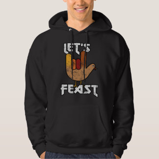 Thanksgiving Let s Feast Turkey Rock & Roll Hoodie