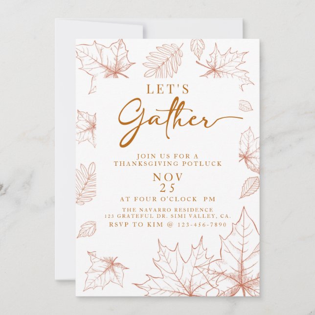 Thanksgiving, Let's Gather, Thanksgiving dinner  Invitation (Front)